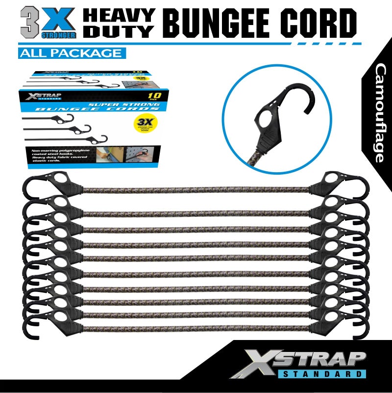 XSTRAP STANDARD 10PK Bungee Cords 32-Inch Heavy Duty Bungee Cords with Hooks, Ideal for Outdoor, Tarp Covers, Canvas Canopies, Motorcycle, Luggage Rack, Cargo - Image 4